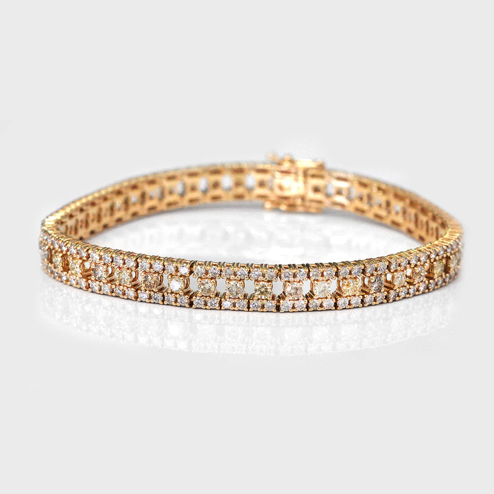 Fancy Mixed Color Diamonds Bracelet in Yellow Gold