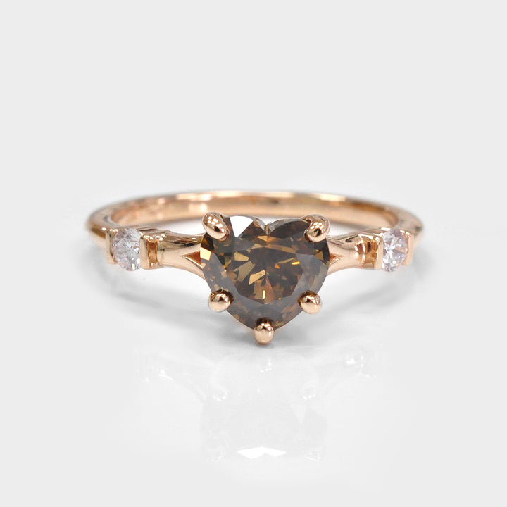 Heart Shape "Chocolate" Diamond Engagement Ring