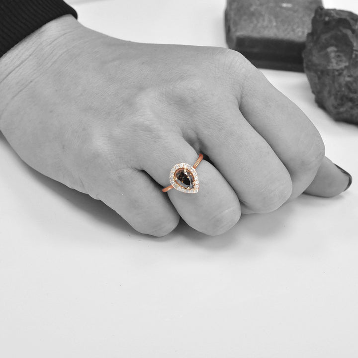 Dark Brown Pear Shape Diamond Engagement Ring