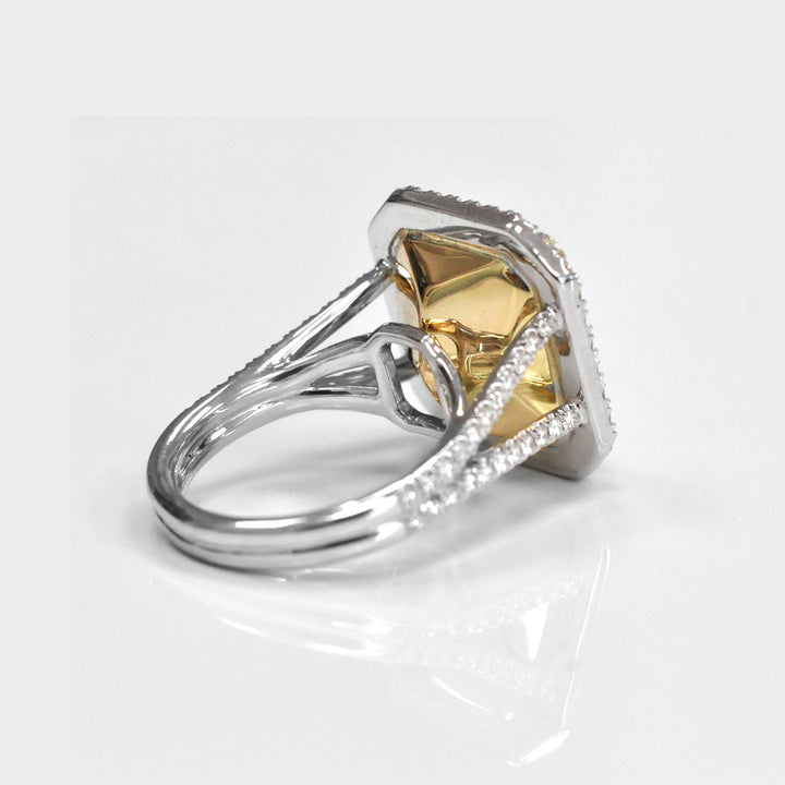 Fancy Yellow Radiant Diamond Magnificent Halo Ring