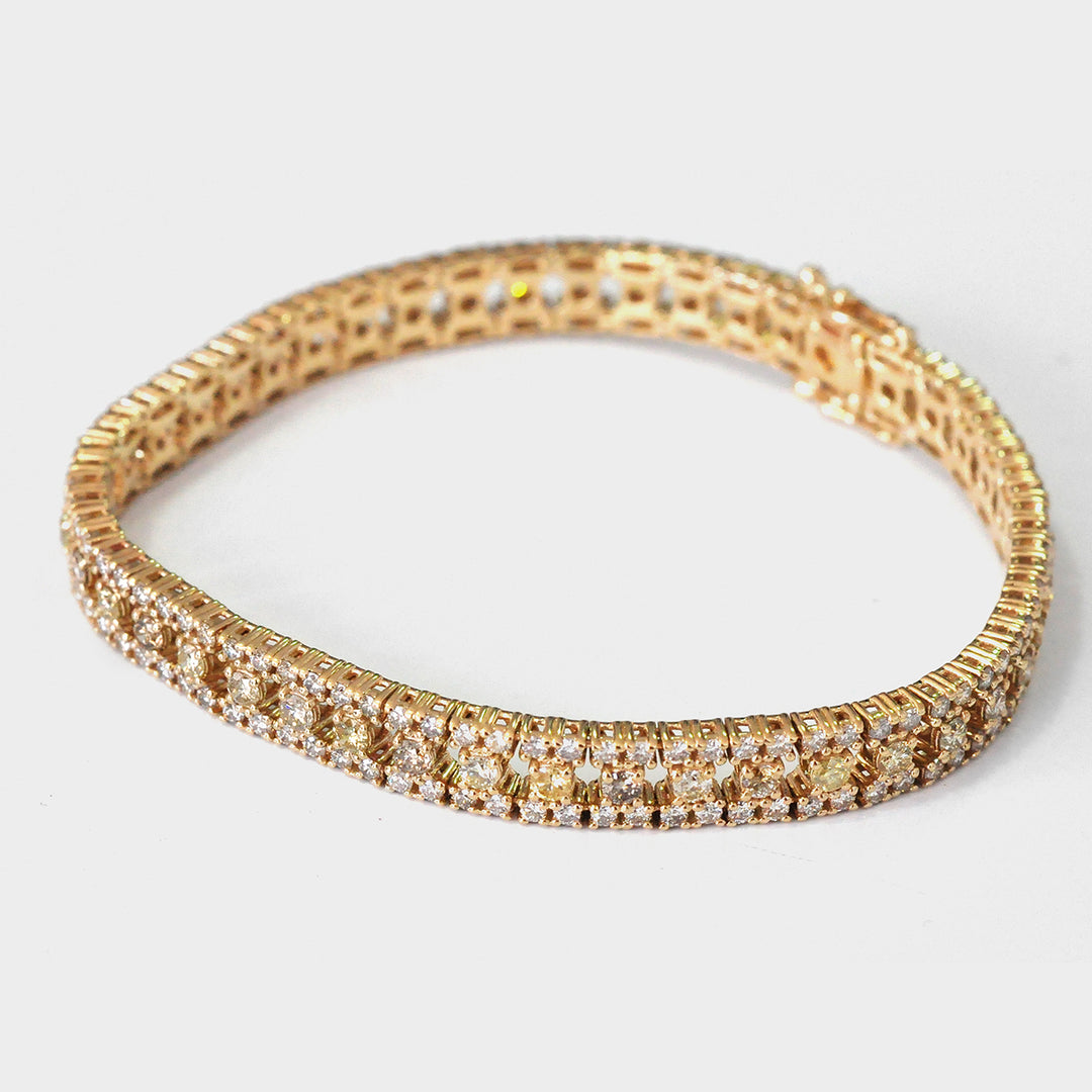 Fancy Mixed Color Diamonds Bracelet in Yellow Gold