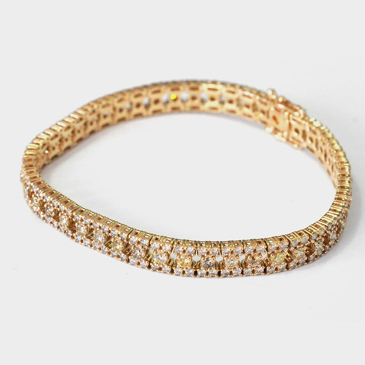 Fancy Mixed Color Diamonds Bracelet in Yellow Gold