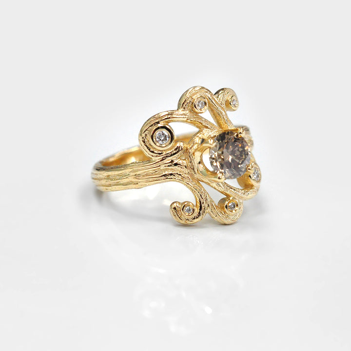 Unique Design Fancy Diamond Ring in Yellow Gold