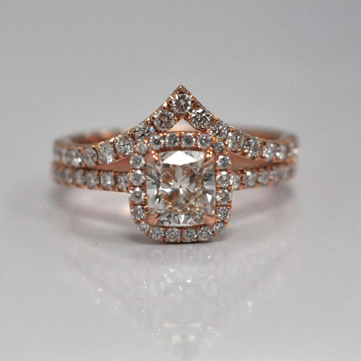 V shape Rose Gold natural diamonds ring