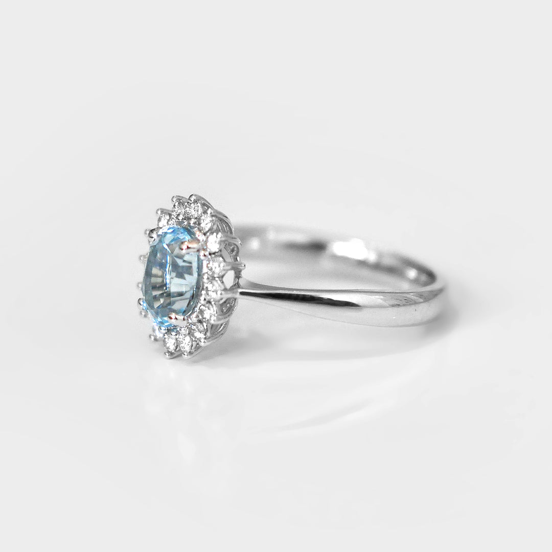 Aquamarine and Diamonds "Diana" Style Ring