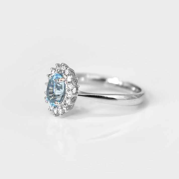 Aquamarine and Diamonds "Diana" Style Ring