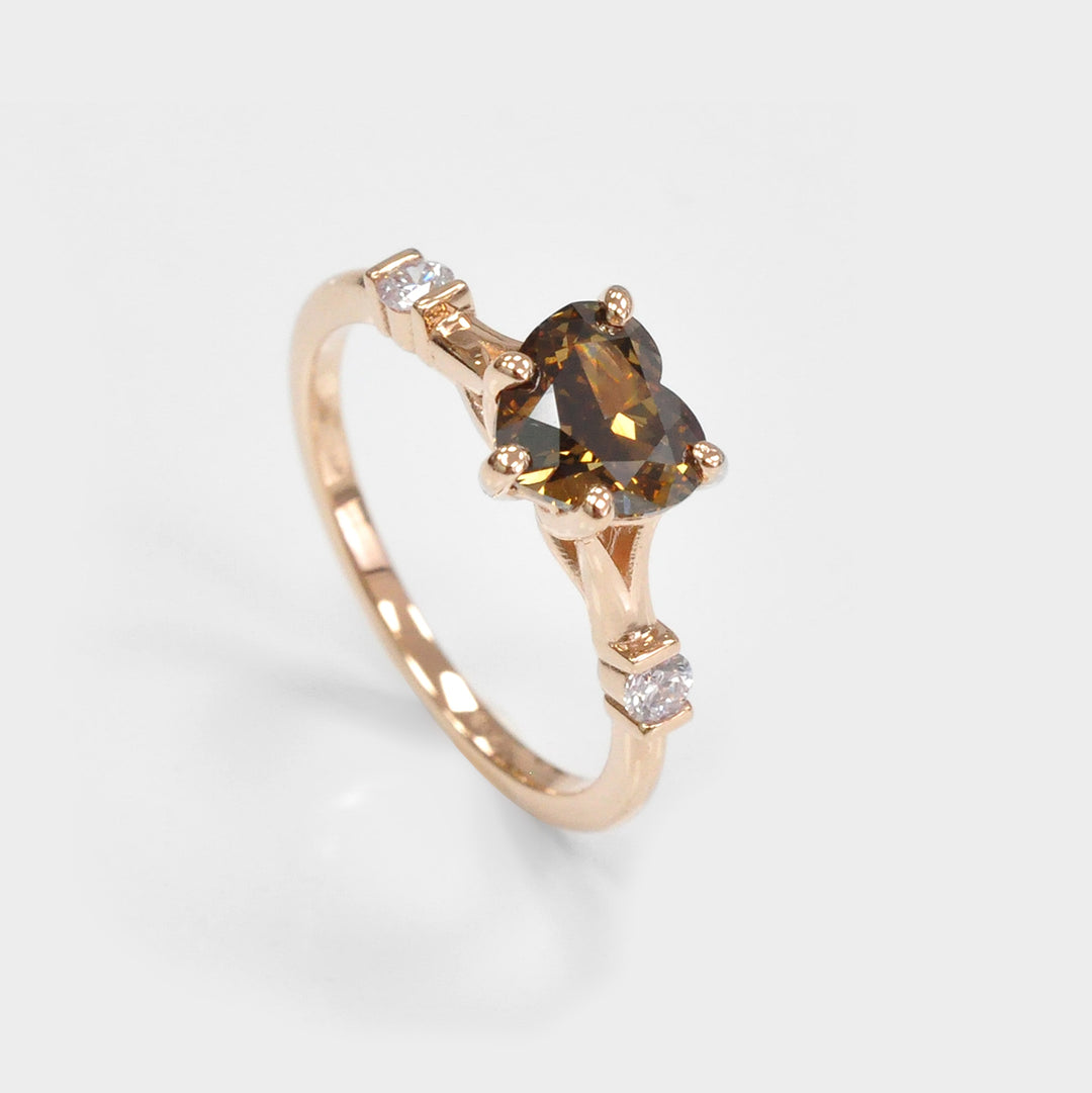 Heart Shape "Chocolate" Diamond Engagement Ring