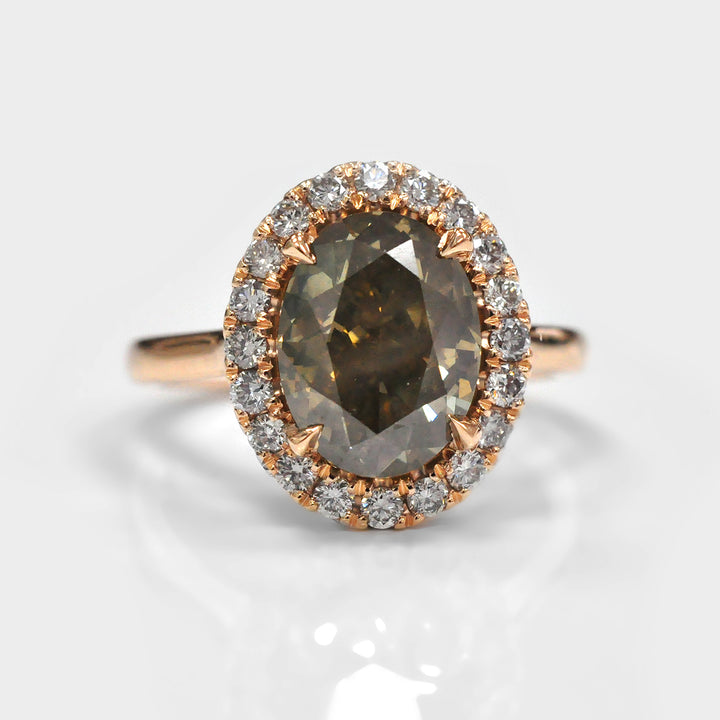 4.0 Carat Brown Oval Diamond Halo Ring