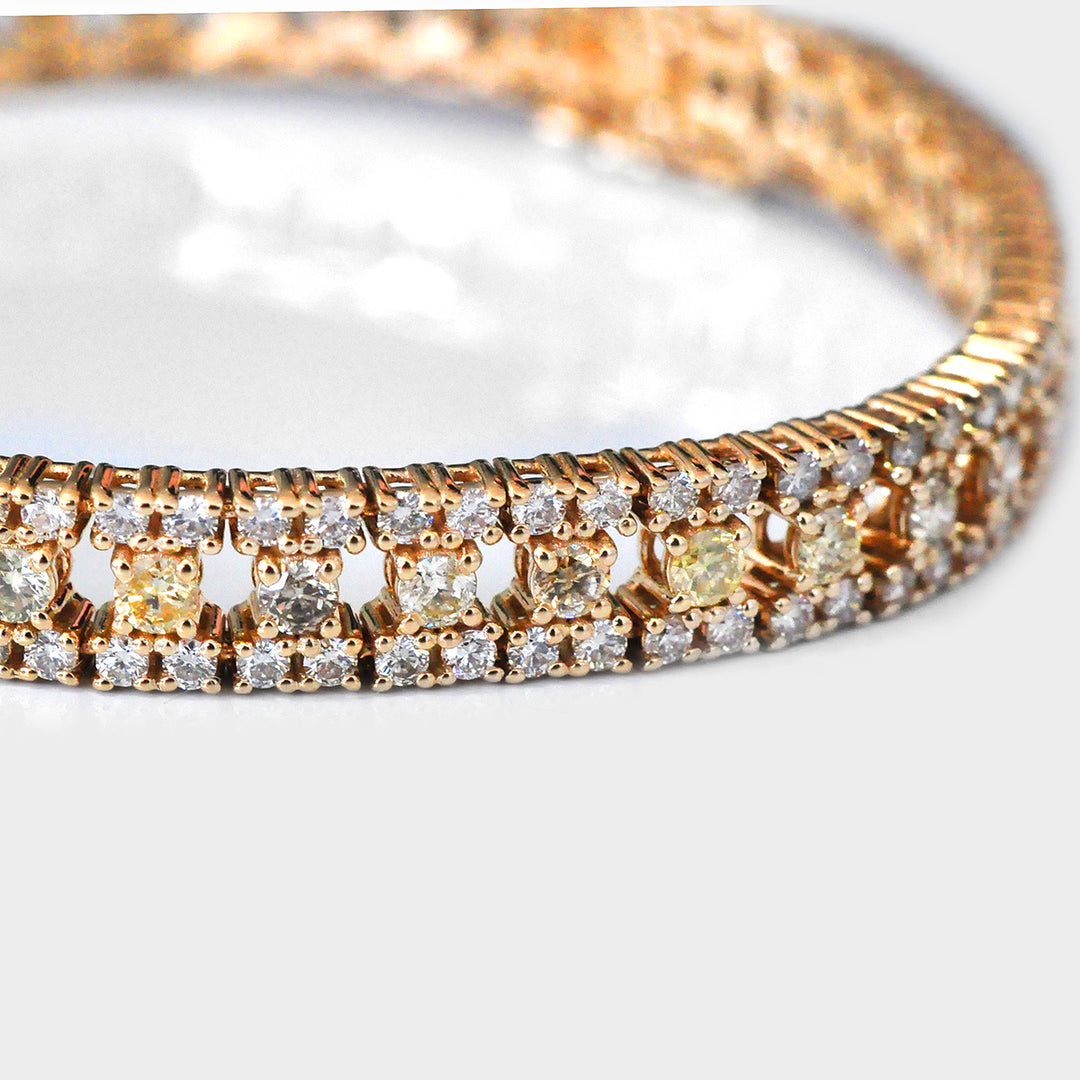 Fancy Mixed Color Diamonds Bracelet in Yellow Gold