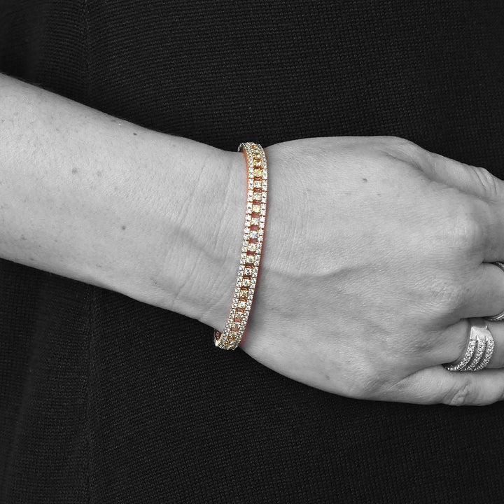 Fancy Mixed Color Diamonds Bracelet in Yellow Gold