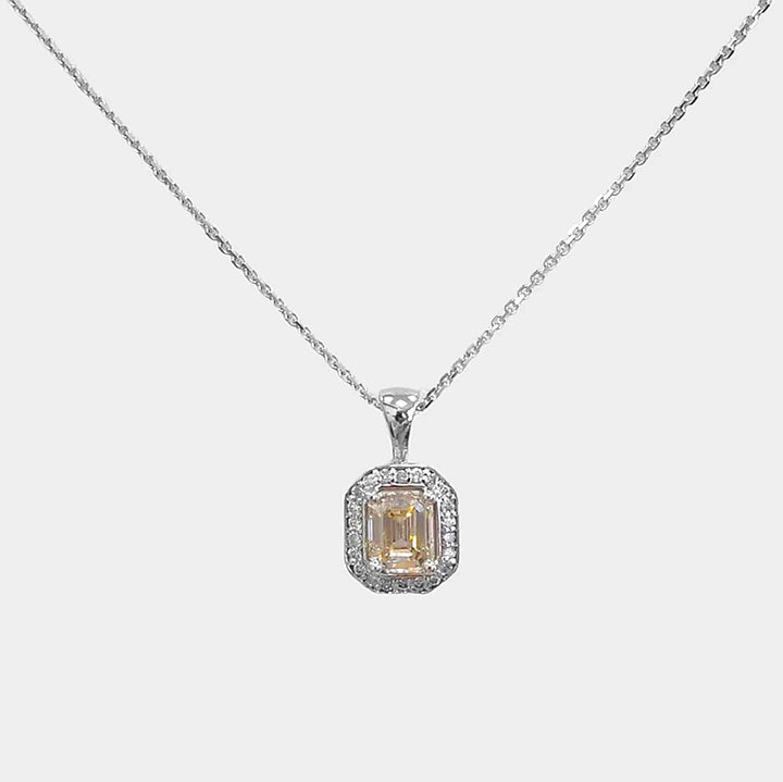 Emerald Cut Diamond Necklace in White Gold
