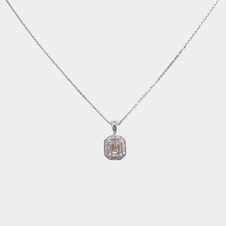 Emerald Cut Diamond Necklace in White Gold