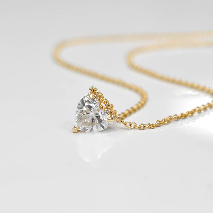 White Diamond Heart Necklace in Yellow Gold