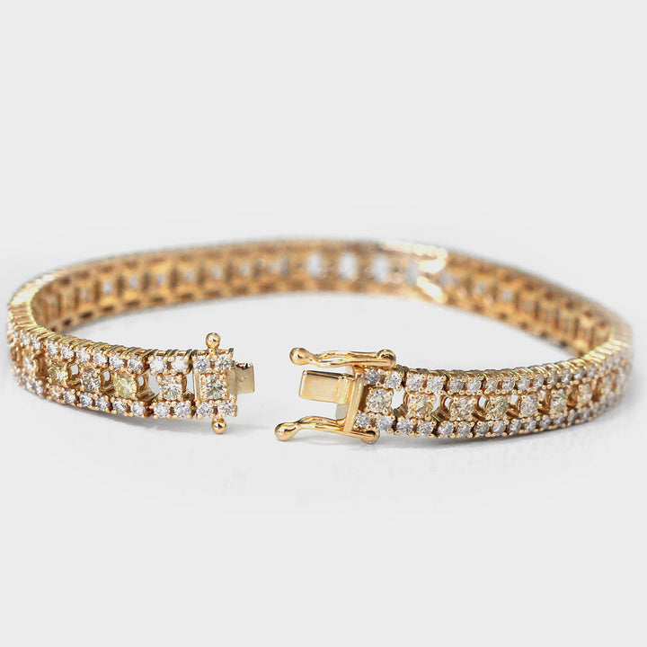 Fancy Mixed Color Diamonds Bracelet in Yellow Gold