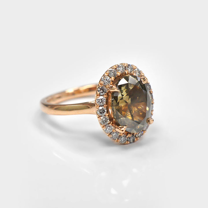 4.0 Carat Brown Oval Diamond Halo Ring