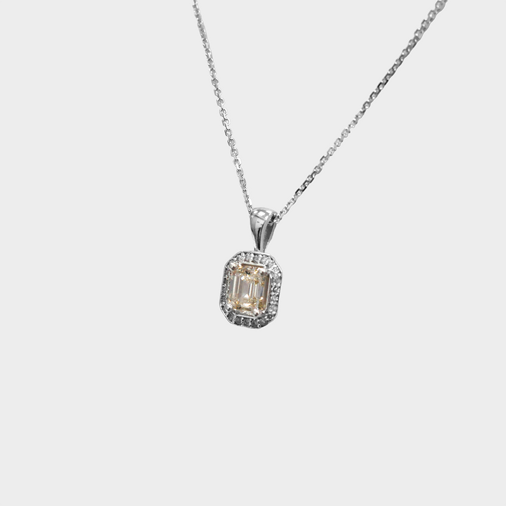 Emerald Cut Diamond Necklace in White Gold