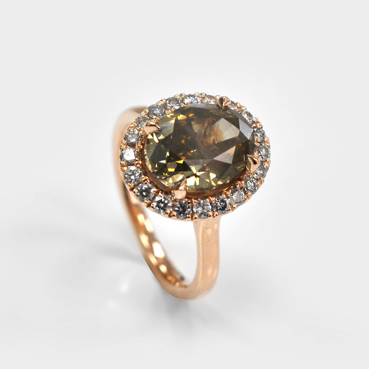 4.0 Carat Brown Oval Diamond Halo Ring