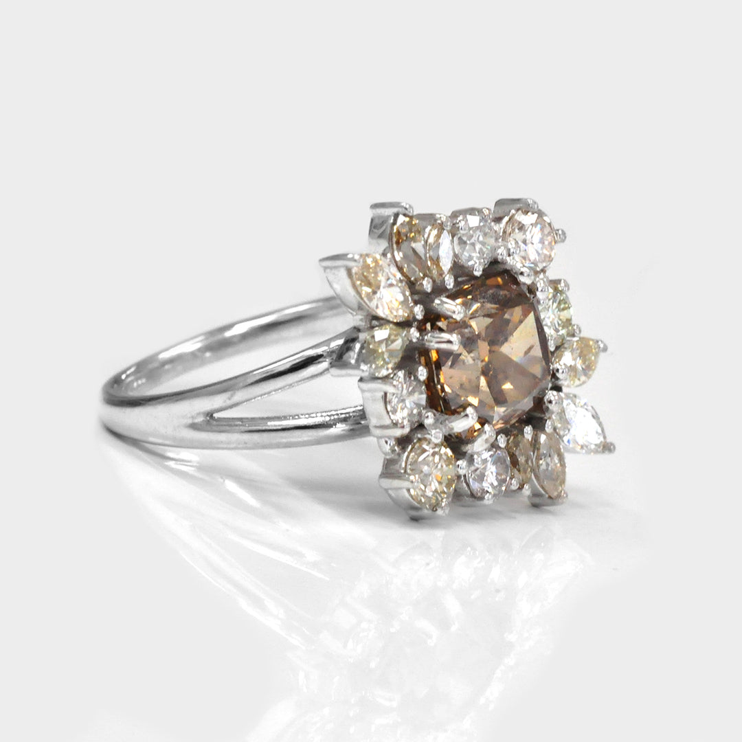 Fancy Diamonds Cluster Ring in White Gold
