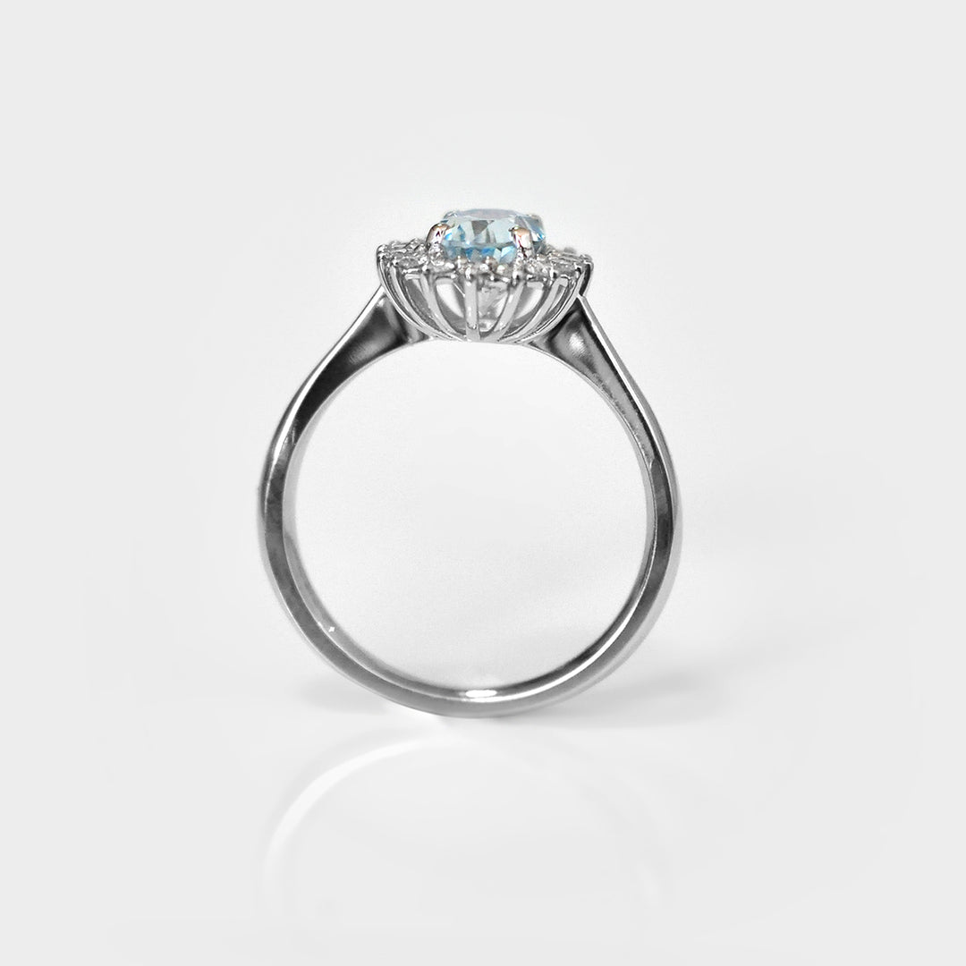 Aquamarine and Diamonds "Diana" Style Ring