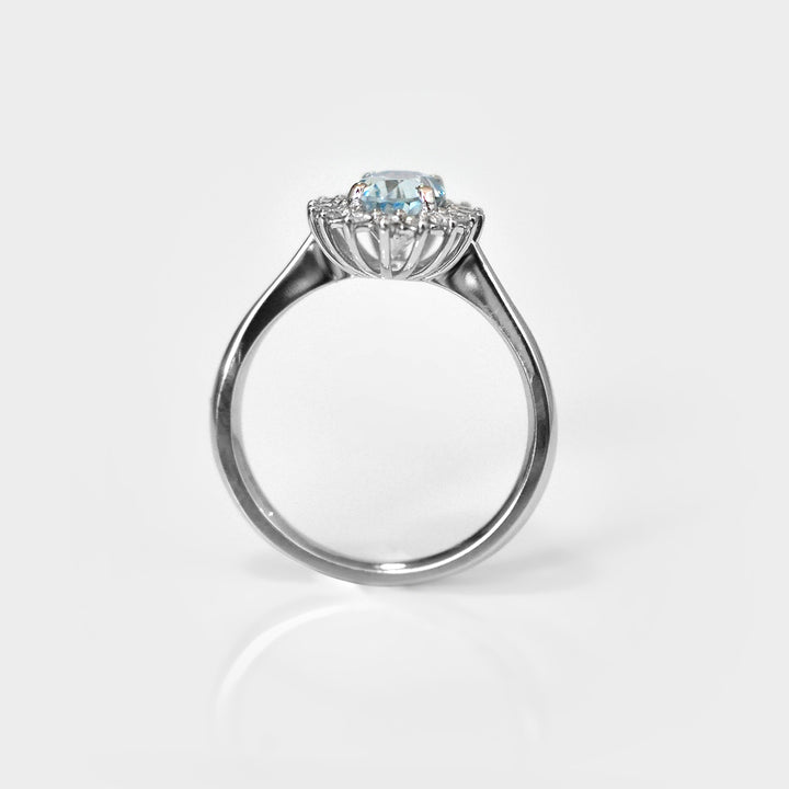 Aquamarine and Diamonds "Diana" Style Ring