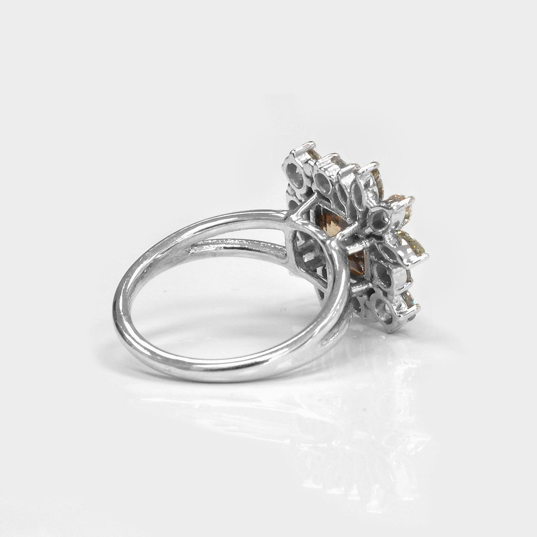 Fancy Diamonds Cluster Ring in White Gold