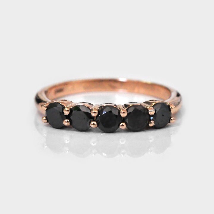 Five Black DiamondS Ring in Rose Gold