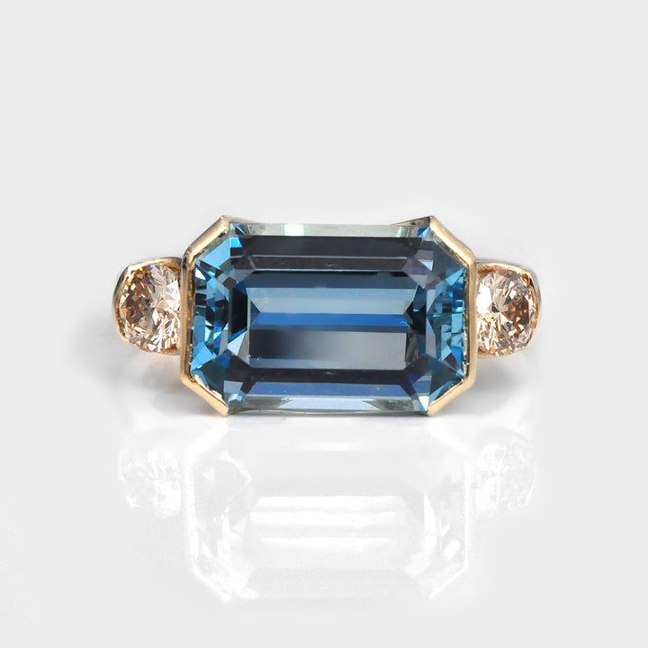 Top Quality Aquamarine and Diamonds Statement Ring