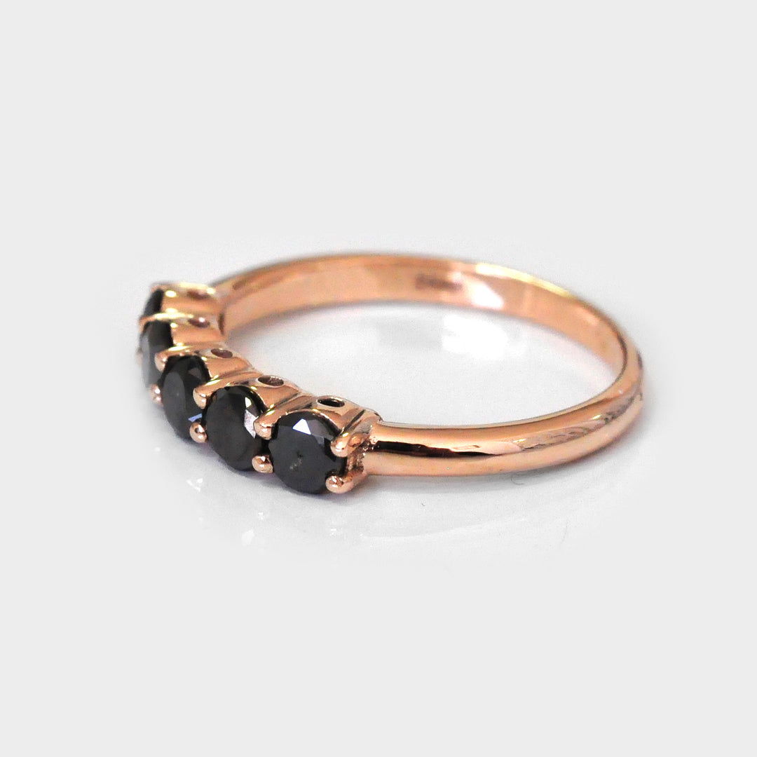 Five Black DiamondS Ring in Rose Gold