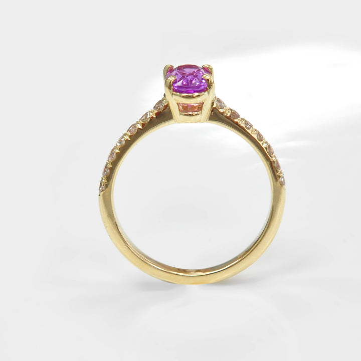 Classic Oval Pink Sapphire &amp; Side Diamonds Ring