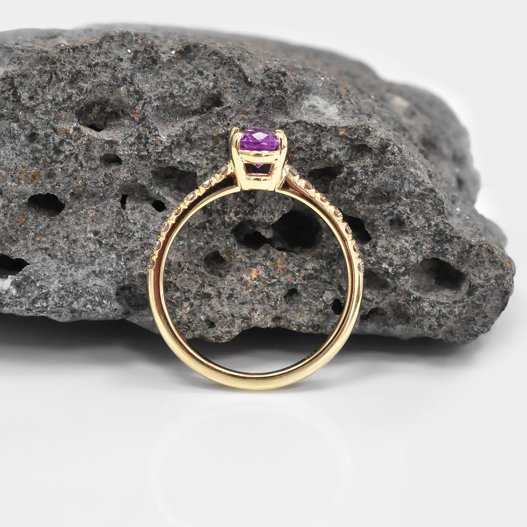 Classic Oval Pink Sapphire &amp; Side Diamonds Ring