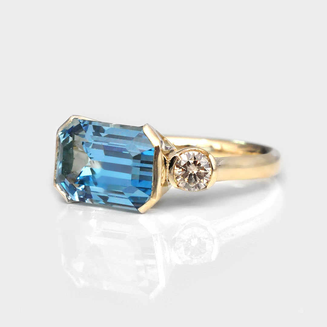 Top Quality Aquamarine and Diamonds Statement Ring