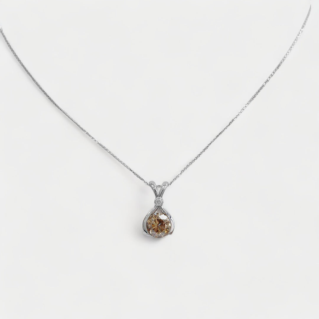 2 Carat Fancy Brown Diamond Pendant in White Gold