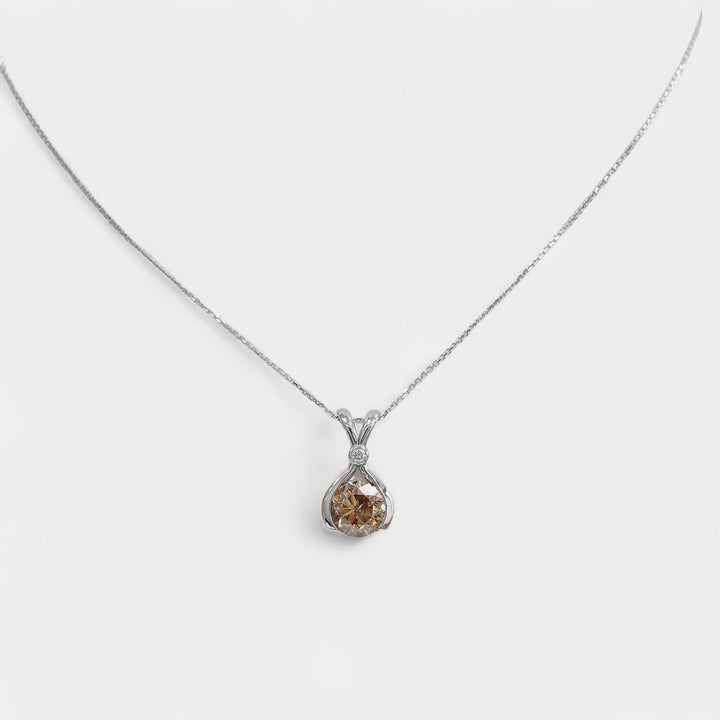 2 Carat Fancy Brown Diamond Pendant in White Gold