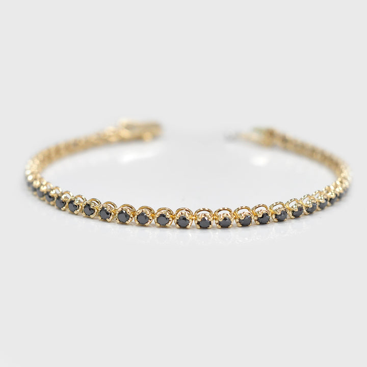 Yellow Gold Black Diamonds Tennis Bracelet