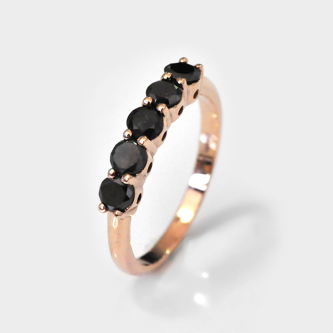 Five Black DiamondS Ring in Rose Gold