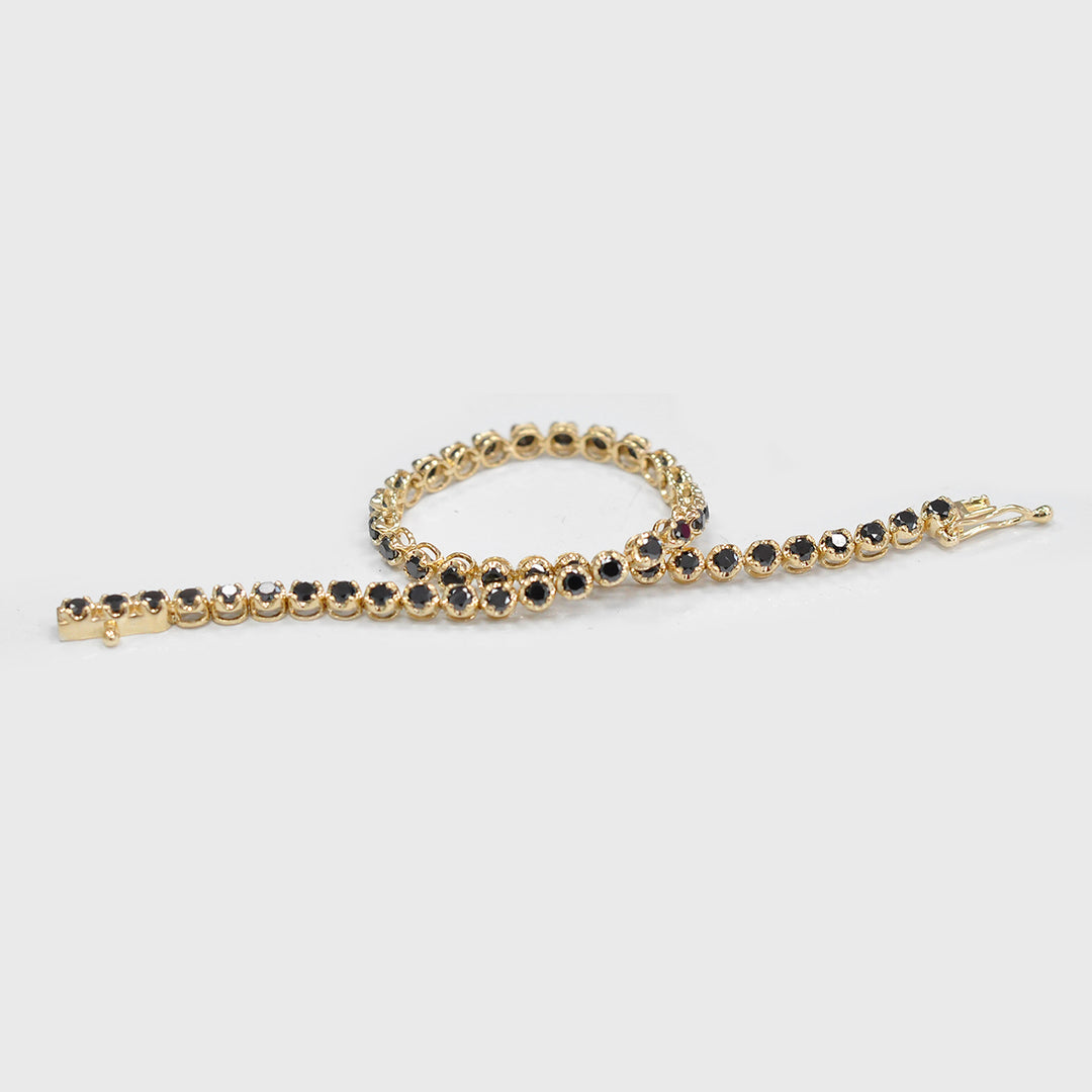 Yellow Gold Black Diamonds Tennis Bracelet