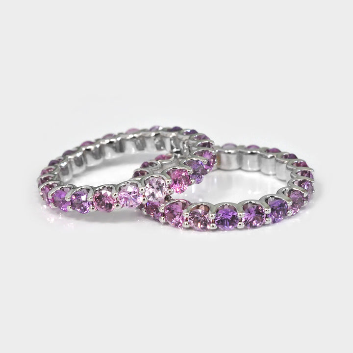 Pink Sapphire Eternity Band in 14K White Gold
