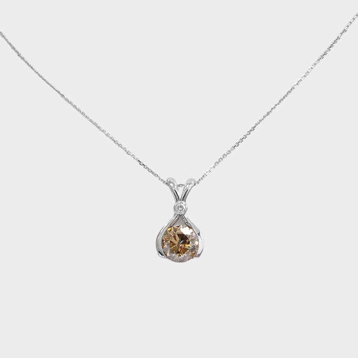 2 Carat Fancy Brown Diamond Pendant in White Gold