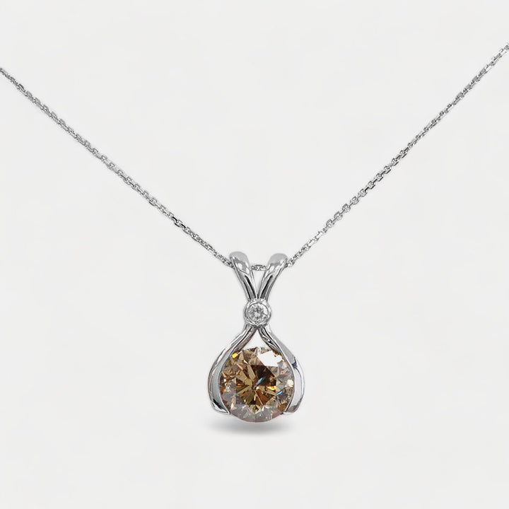 2 Carat Fancy Brown Diamond Pendant in White Gold