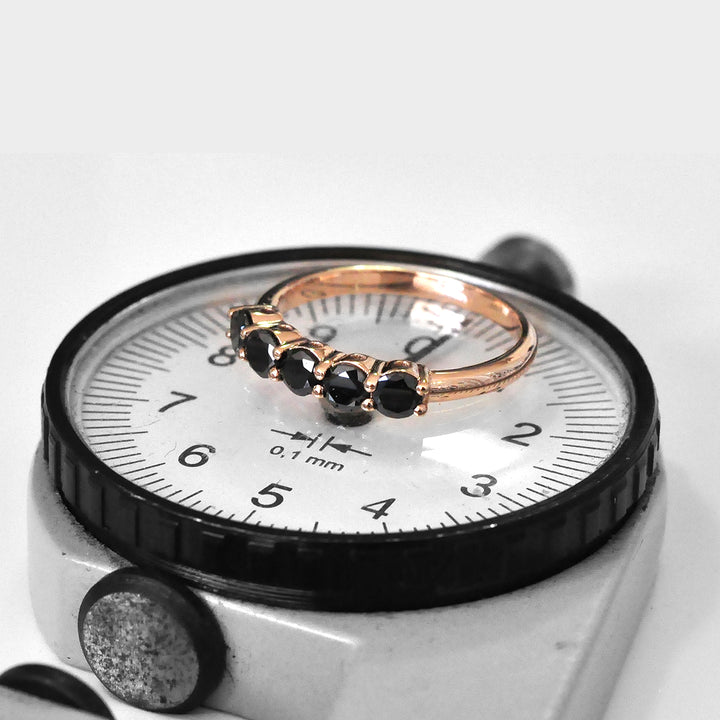 Five Black DiamondS Ring in Rose Gold