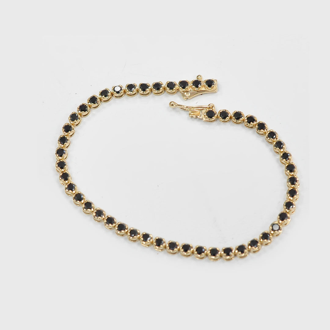 Yellow Gold Black Diamonds Tennis Bracelet