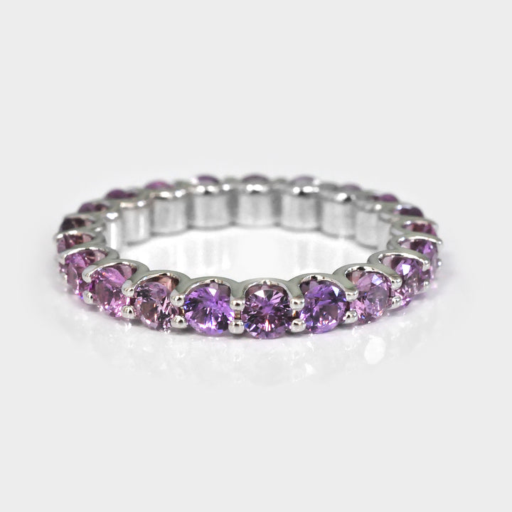 Pink Sapphire Eternity Band in 14K White Gold