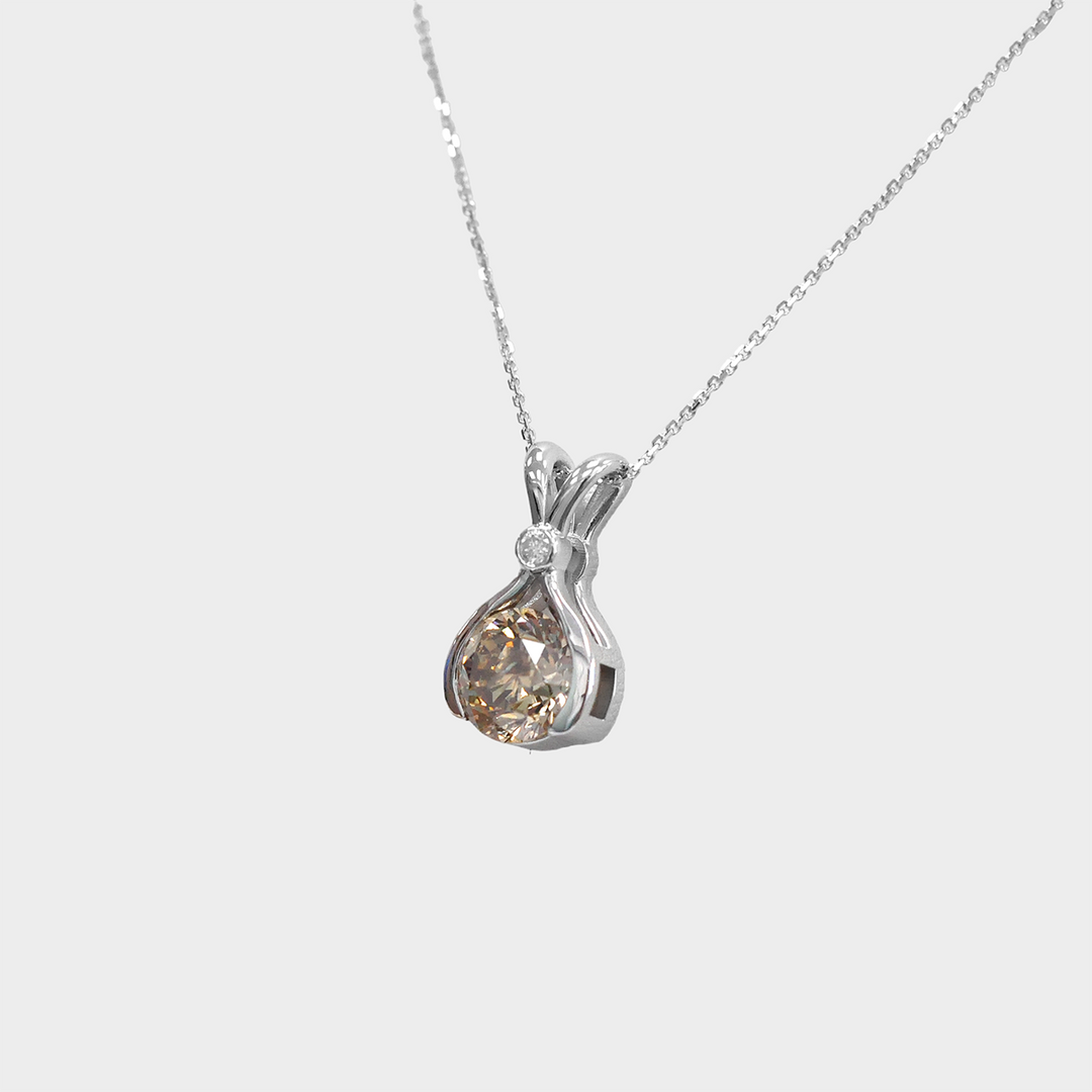 2 Carat Fancy Brown Diamond Pendant in White Gold