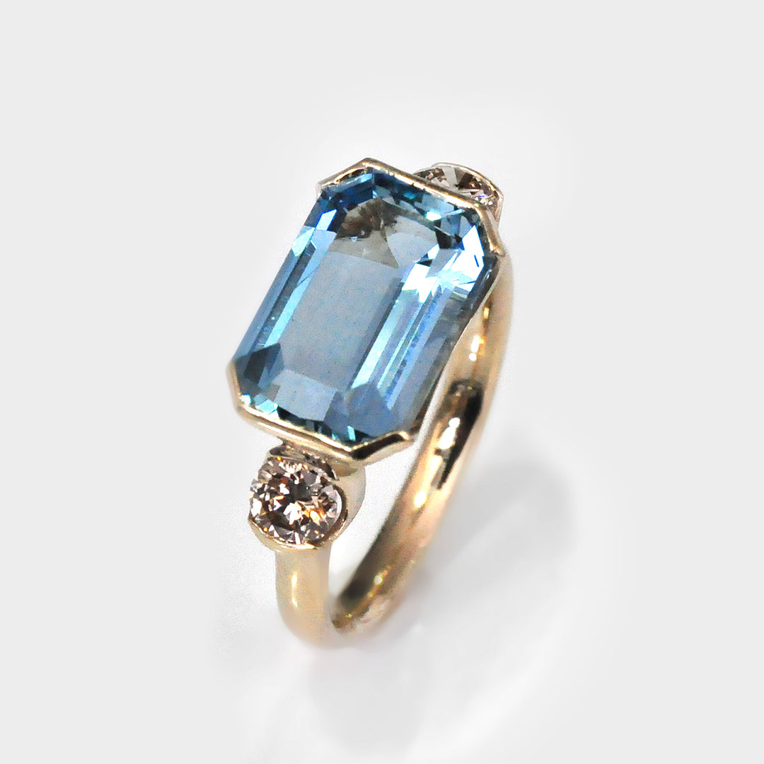 Top Quality Aquamarine and Diamonds Statement Ring
