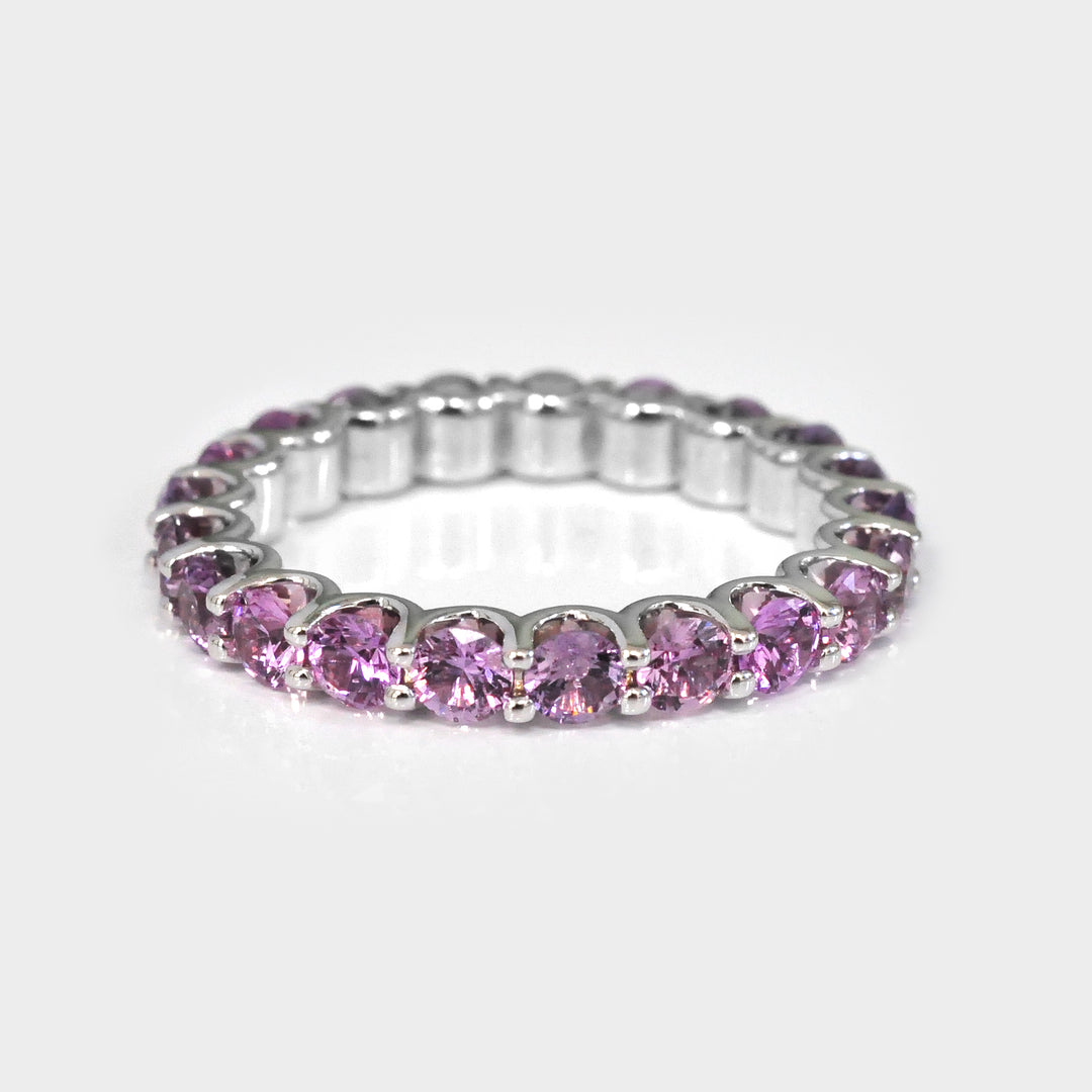 Pink Sapphire Eternity Band in 14K White Gold