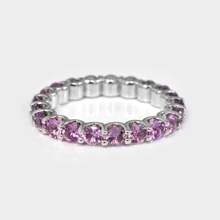Pink Sapphire Eternity Band in 14K White Gold