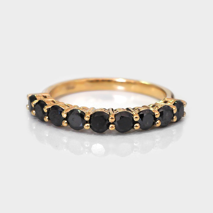 Nine Black Diamonds Ring in Yellow Gold