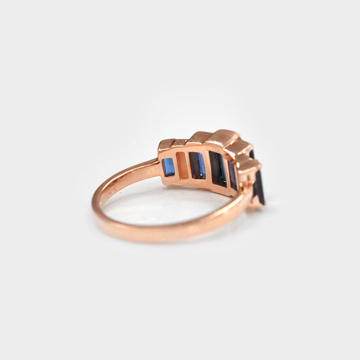 Baguette Cut Blue Sapphires Ring