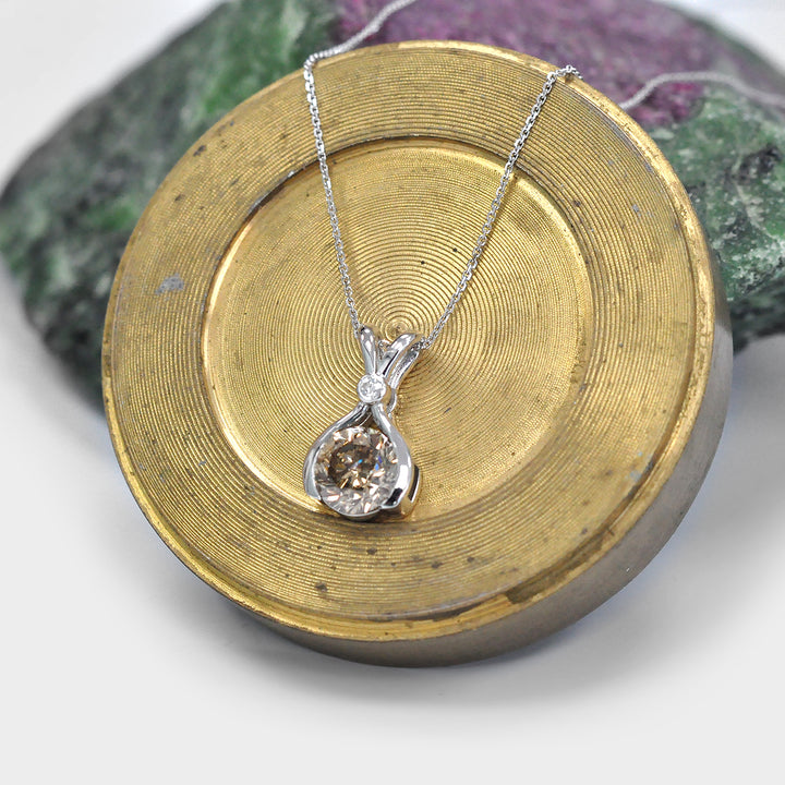2 Carat Fancy Brown Diamond Pendant in White Gold