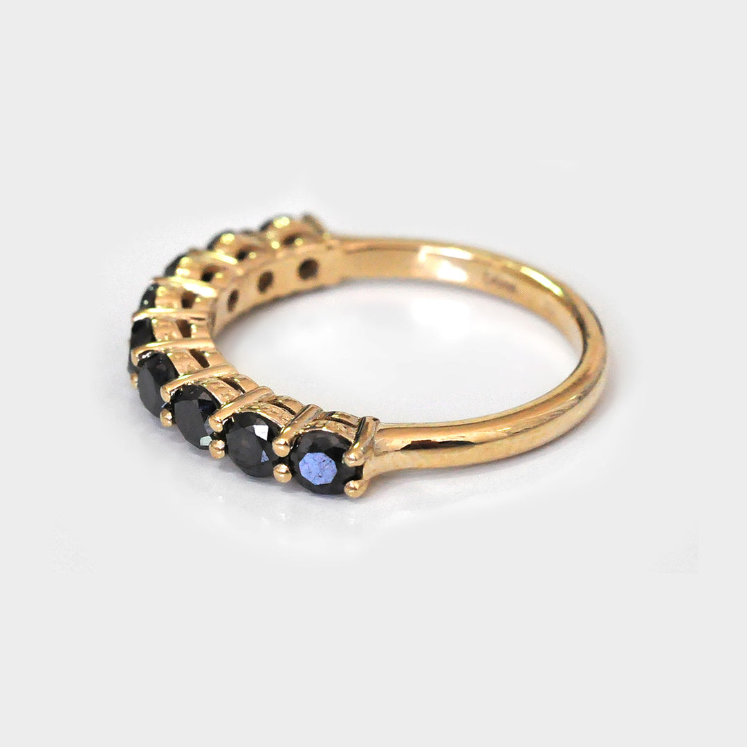Nine Black Diamonds Ring in Yellow Gold
